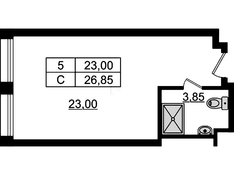 Квартира студия 27.04 м², 9/9 эт., Апарт-отель «Апарт отель Well»